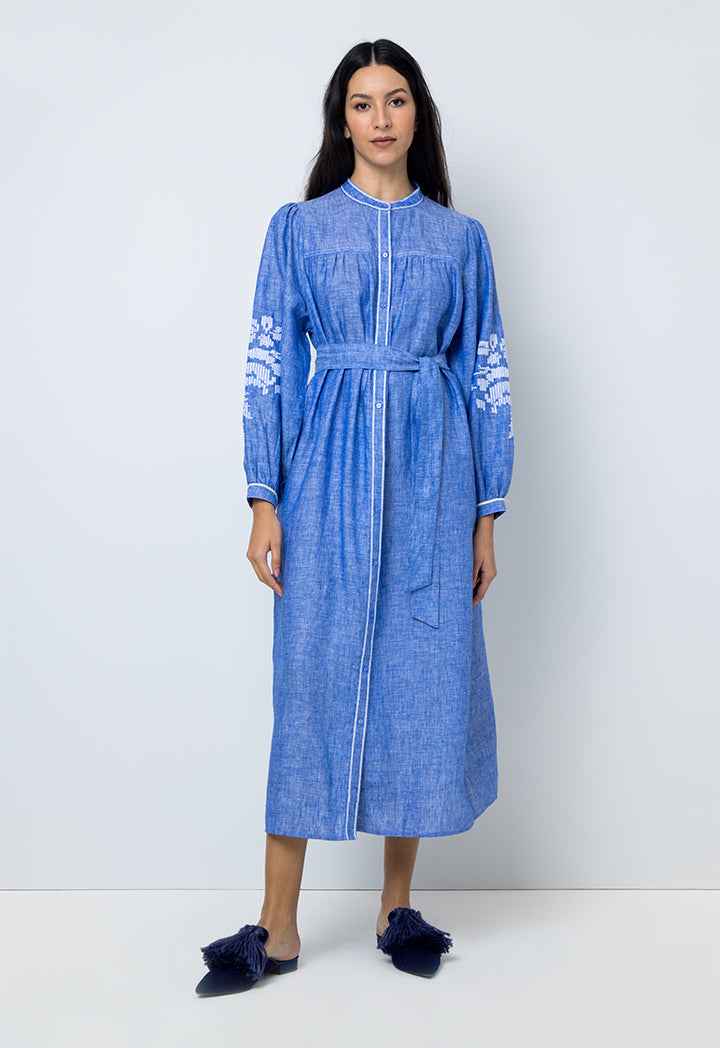 Choice Dress With Embroidered Detail Blue