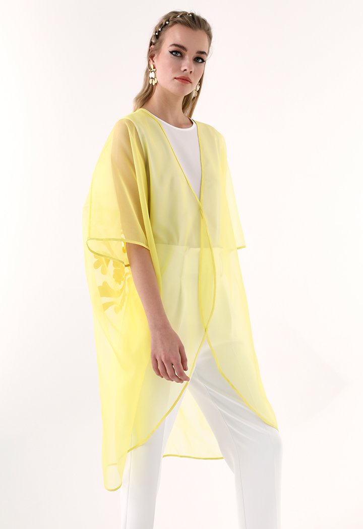 Choice Organza Kimono Jacket Yellow