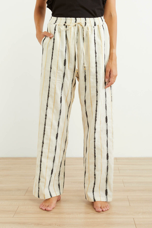 Souvenir Lurex Striped Pants White/Black