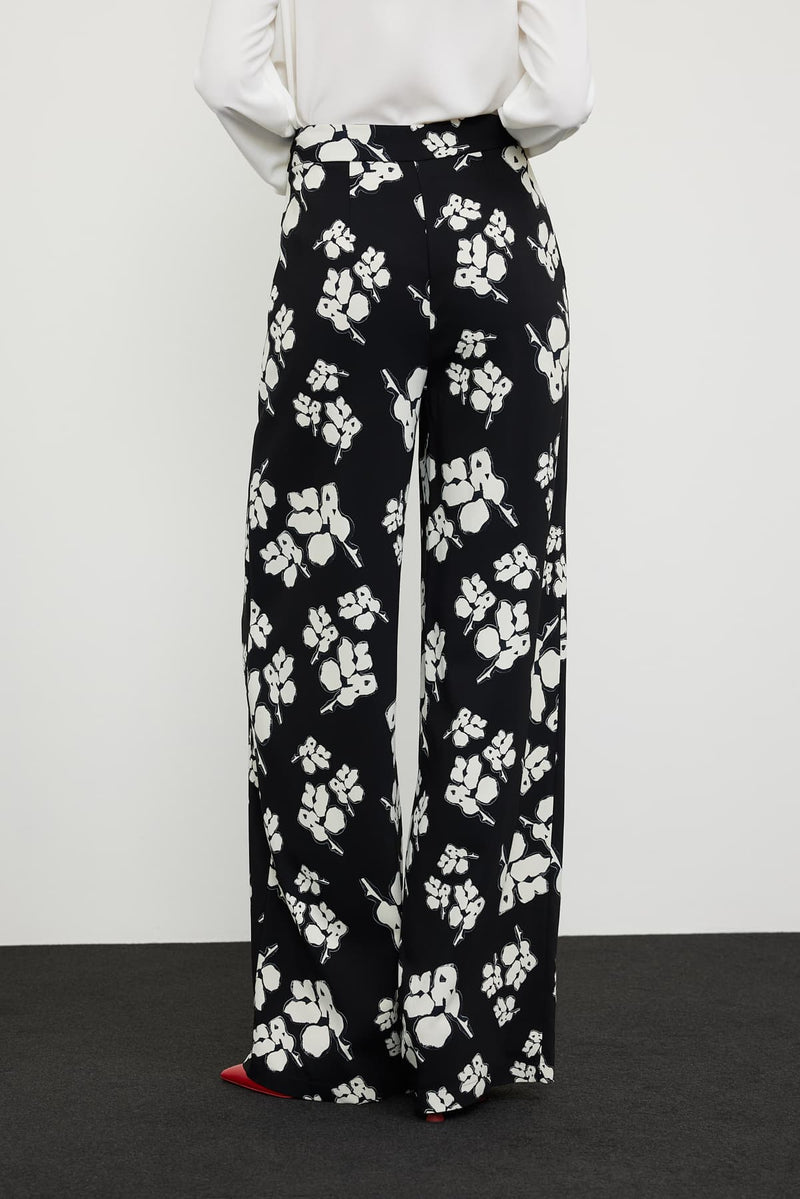 Roman Floral Print Wide Leg Trousers Multi Color