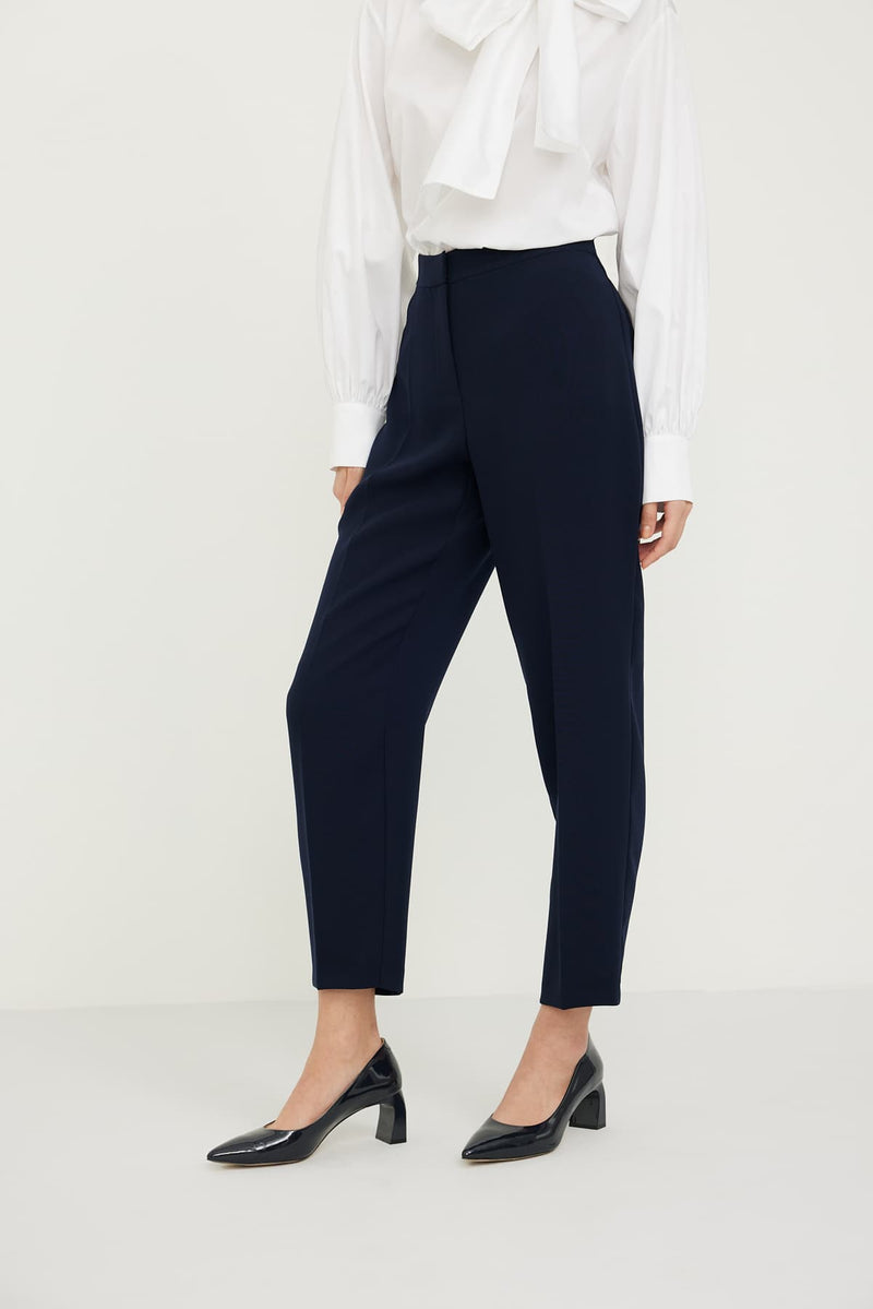 Roman Solid Comfortable Fit Trousers Navy