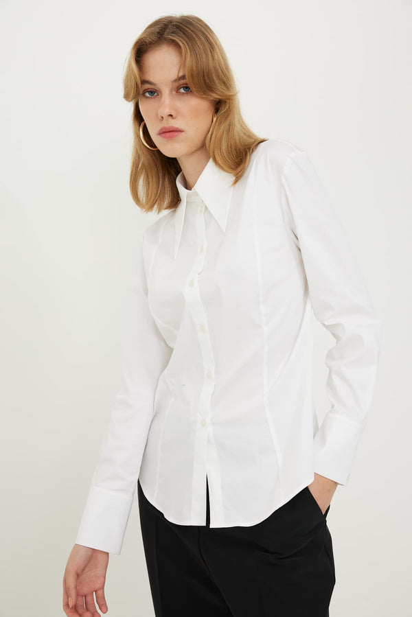 Roman Slim Fit Poplin Shirt White