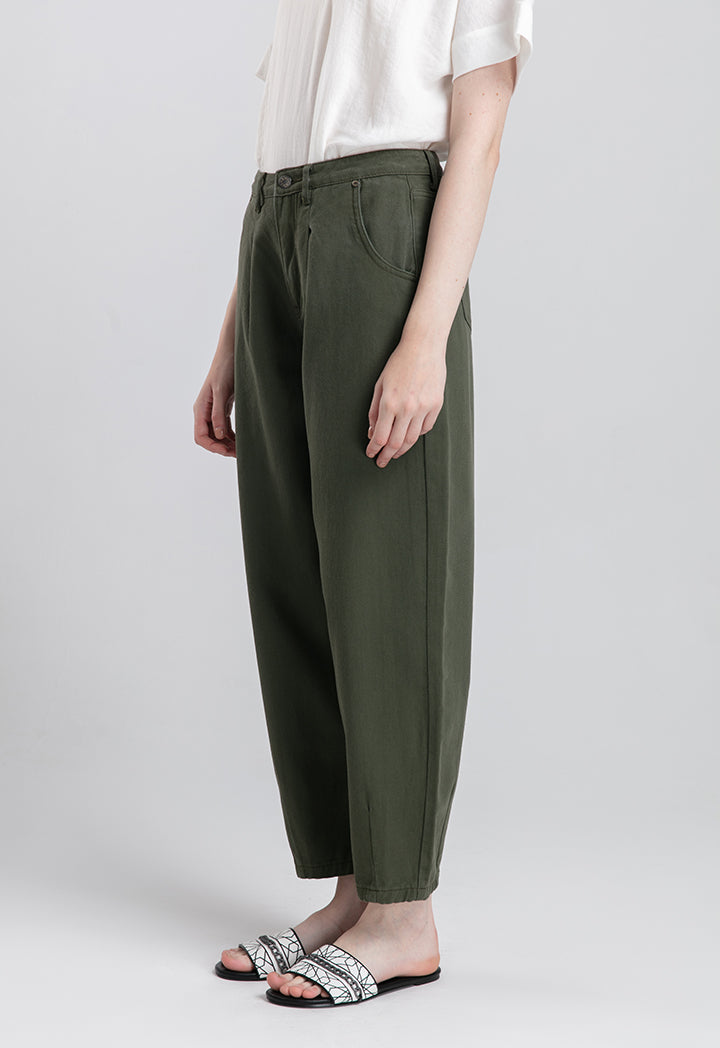 Choice High Waist Denim Carrot Pants Khaki