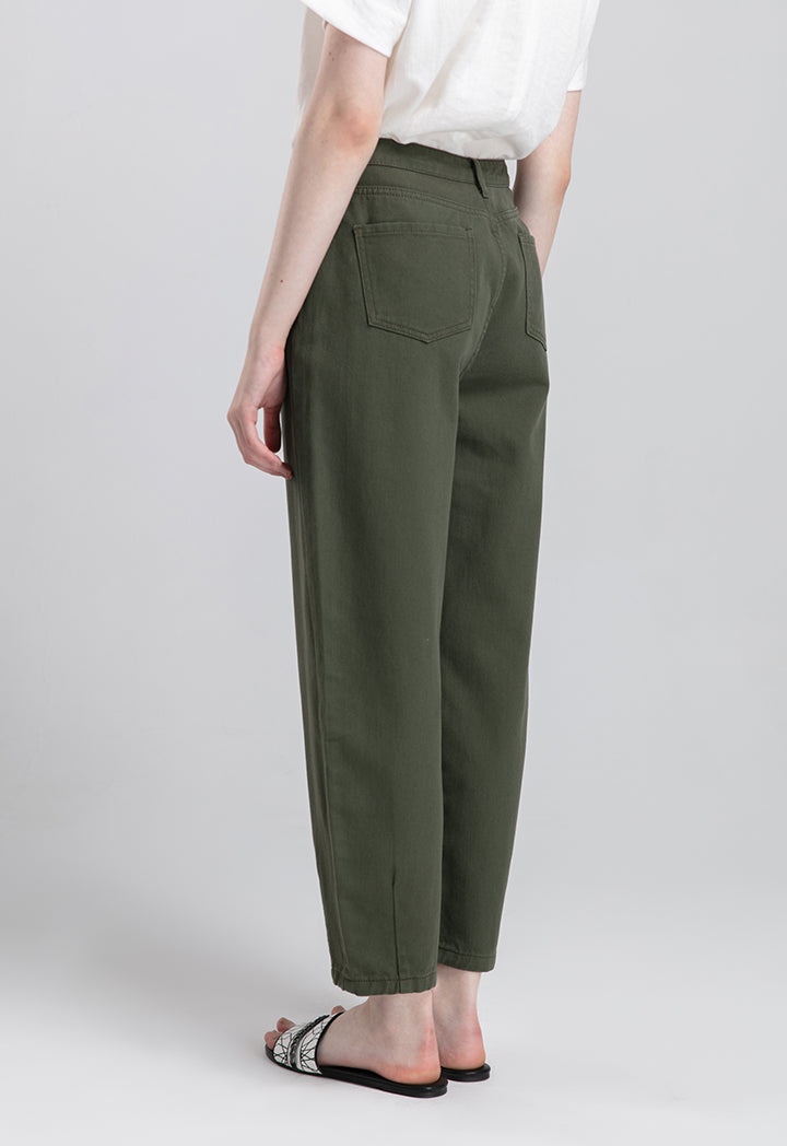 Choice High Waist Denim Carrot Pants Khaki