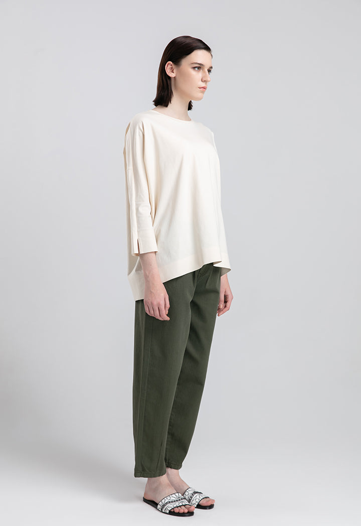 Choice High Waist Denim Carrot Pants Khaki