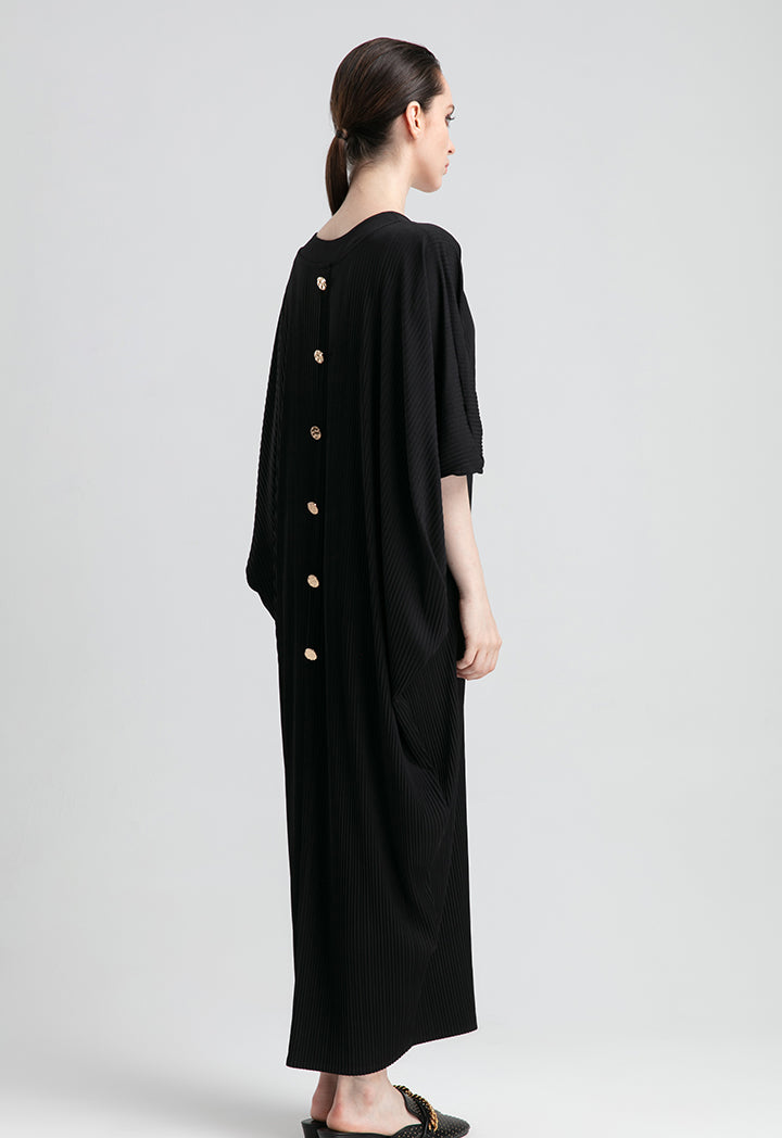 Choice Pleated Stretch Jersey Kaftan Maxi Dress Black