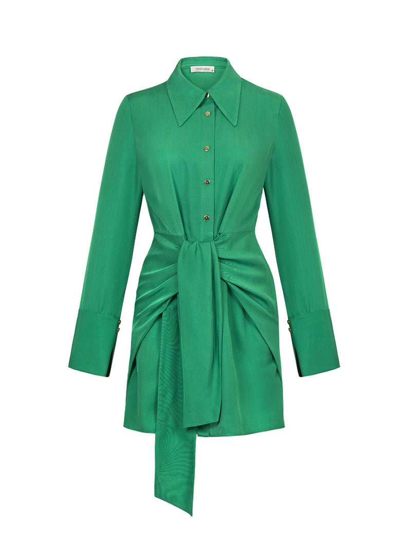 Nocturne Tied Shirt Dress Green