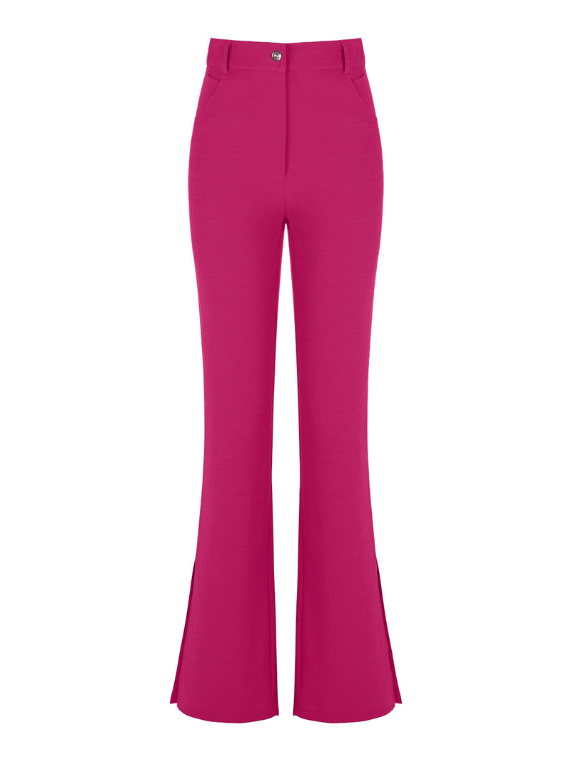 Nocturne High-Waisted Slit Pants Fuchsia