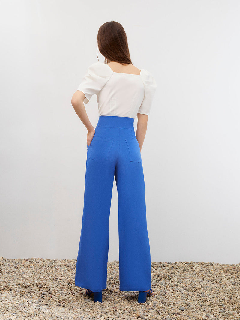 Nocturne Wide Leg Linen Pants Sax