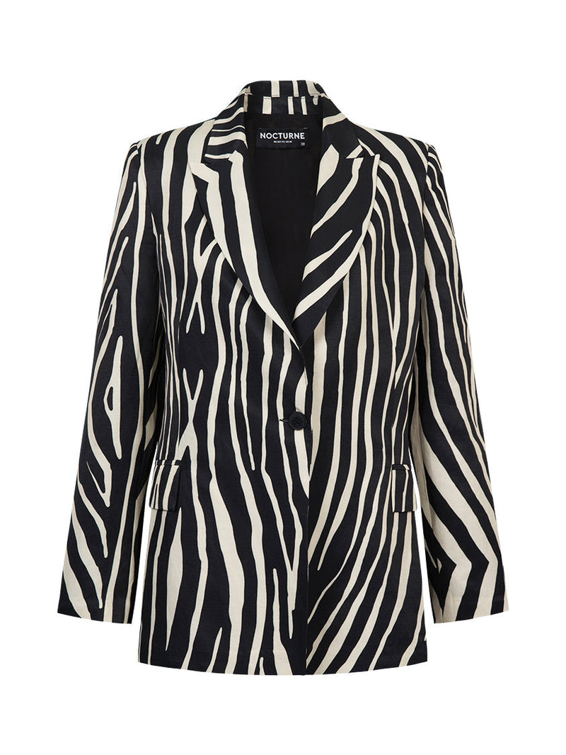 Nocturne Zebra Print Linen Blazer Varyant