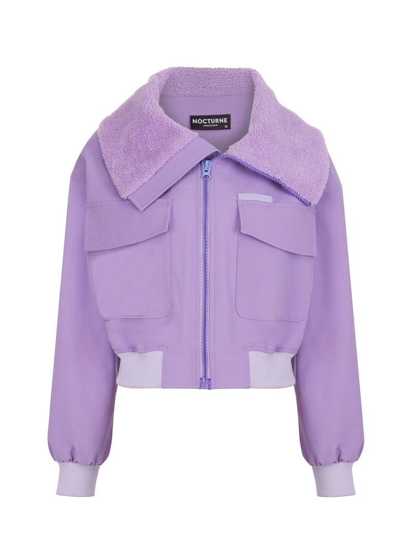 Nocturne High Collar Cropped Jacket Violet