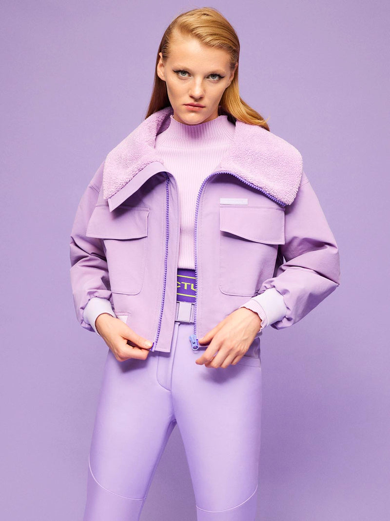 Nocturne High Collar Cropped Jacket Violet