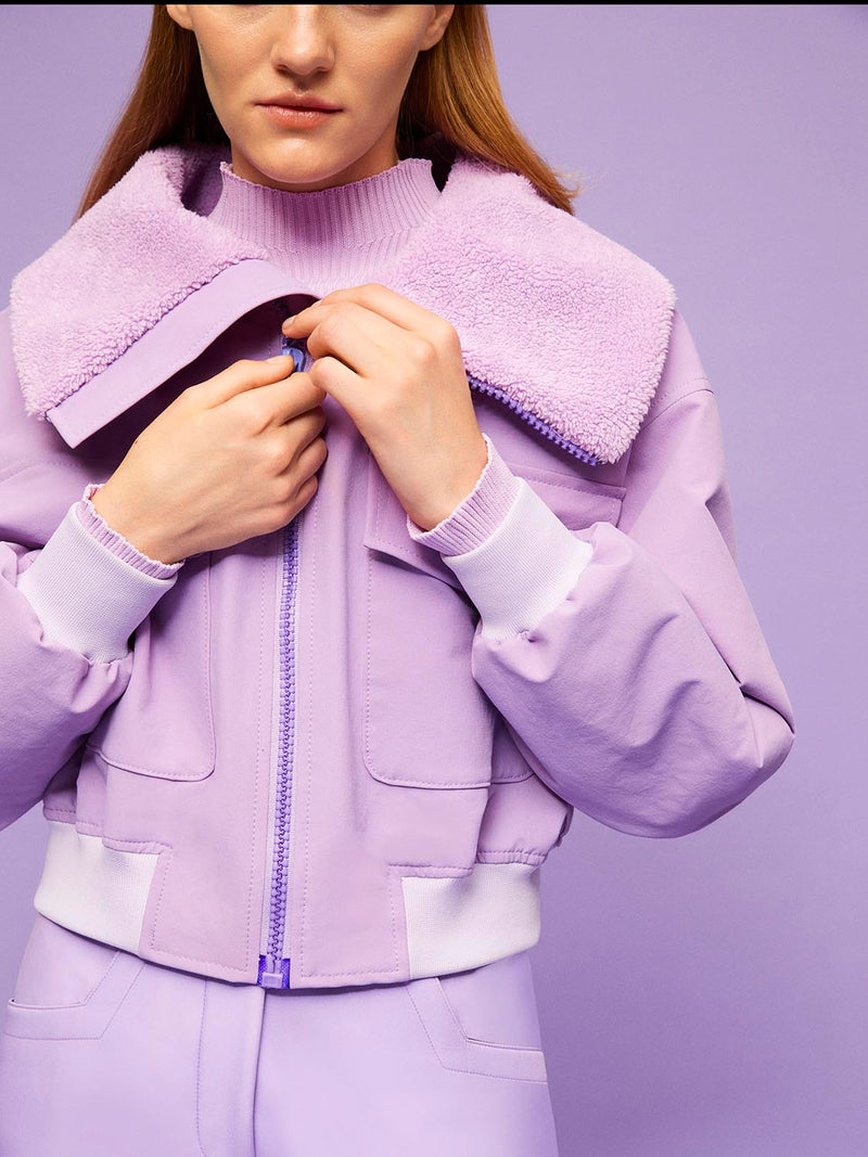 Nocturne High Collar Cropped Jacket Violet