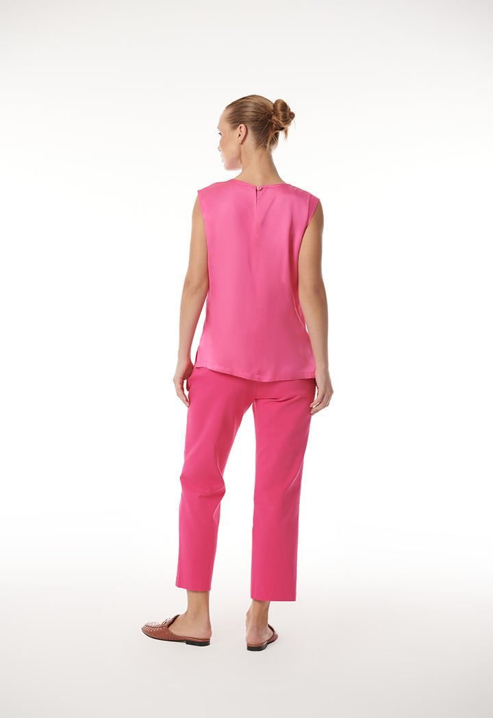 Choice Sleeveless Round Neck Top Fushia