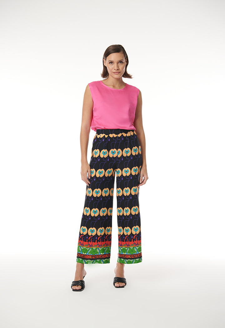 Choice Printed Wide Leg Trouser With Border Print