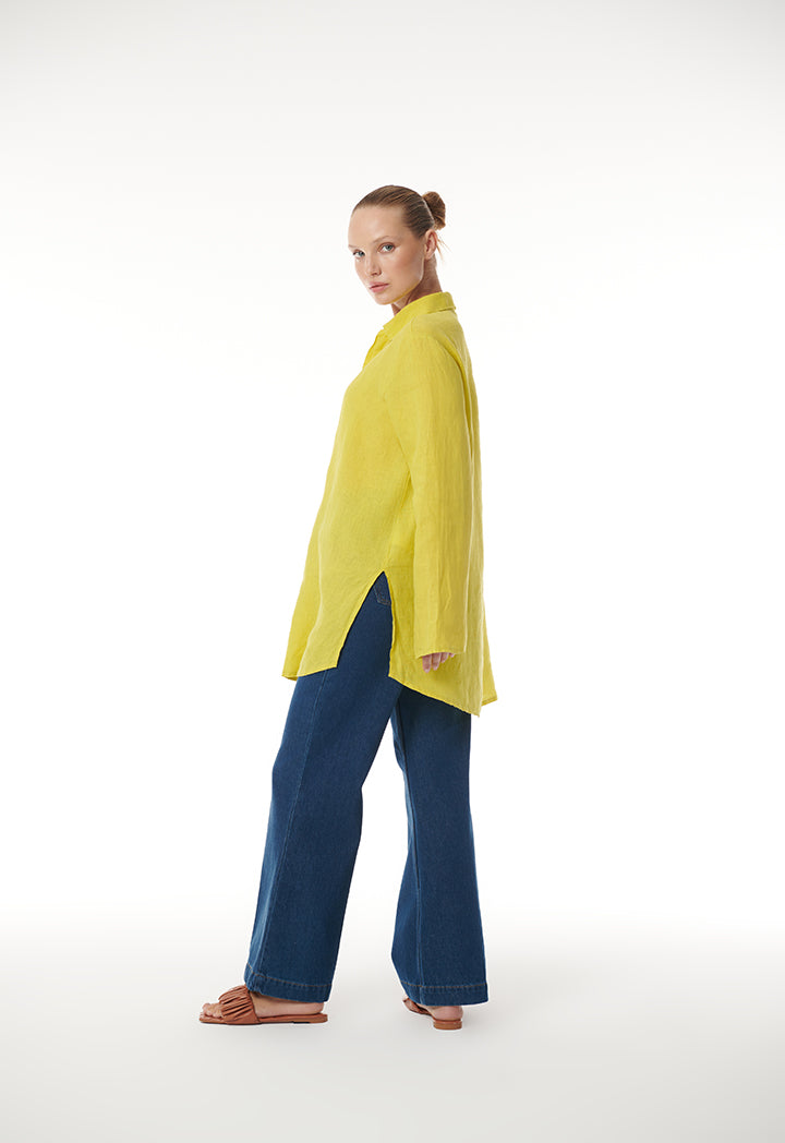 Choice Textured Look Classic Shirt Yellow