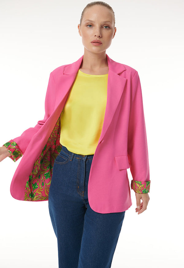 Choice Classic Blazer With Printed Lining Pink