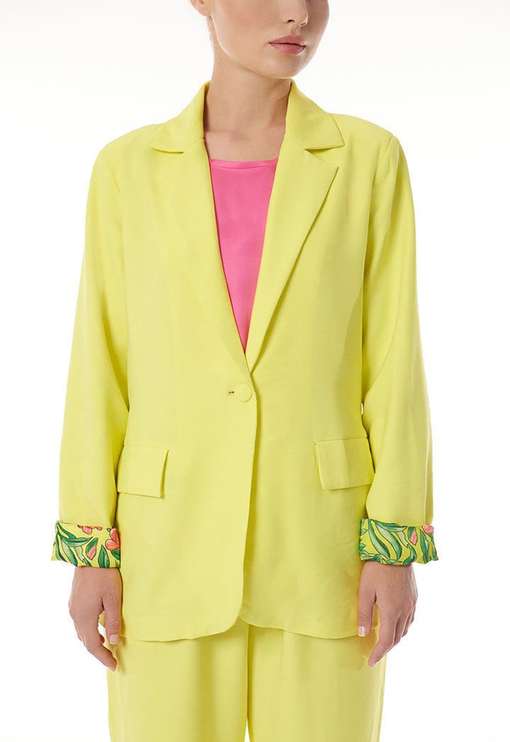 Choice Classic Blazer With Printed Lining Yellow