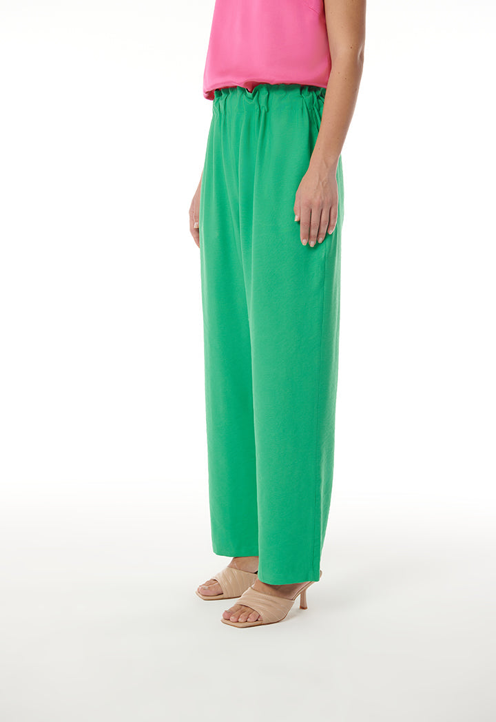 Choice Gathered Waist Wide Leg Pants Green