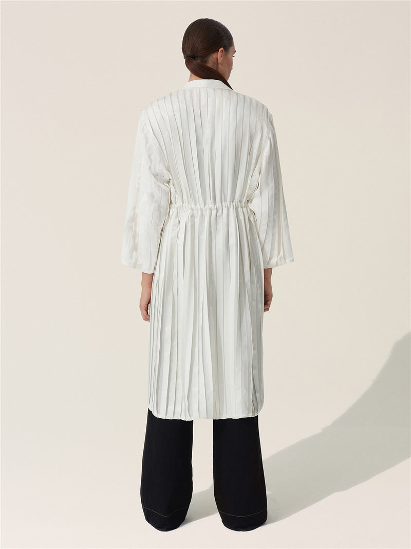 Baqa Contrast Belt Detail Outerwear Ecru