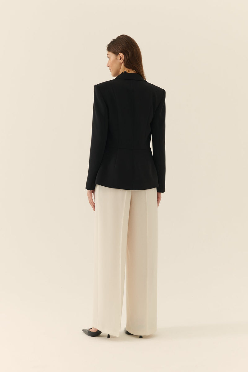 Roman Solid Crepe Women'S Jacket Black