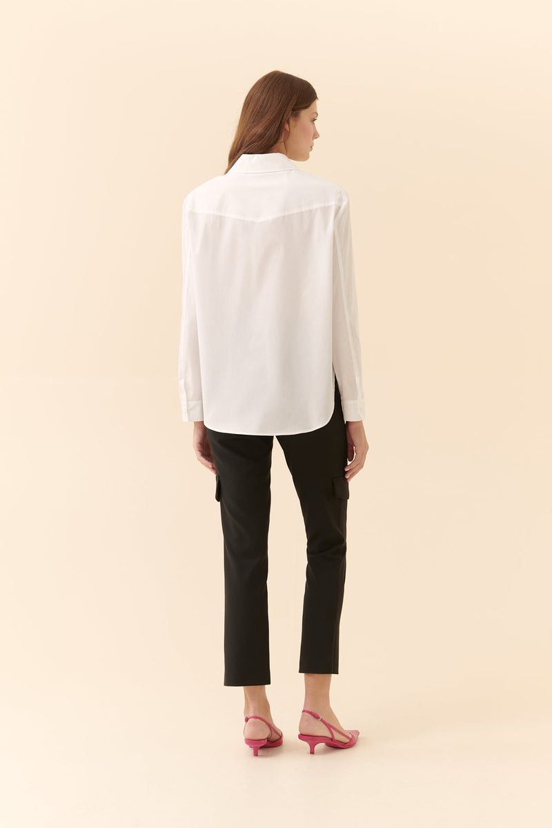 Roman Poplin Women'S Shirt With Pocket White