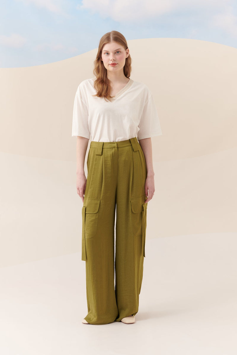 Roman Solid Cargo Pocket Trousers Green