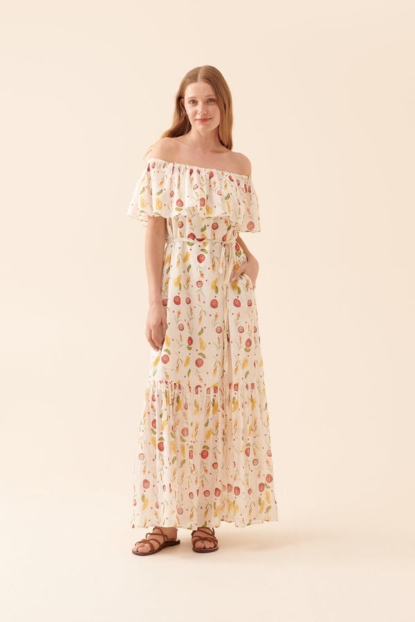 Roman Floral Printed Maxi Dress Multi Color