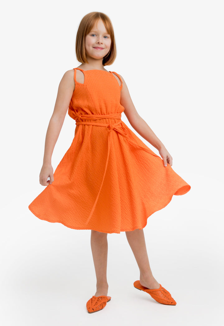 Choice Kids Solid Sleeveless Dress Orange