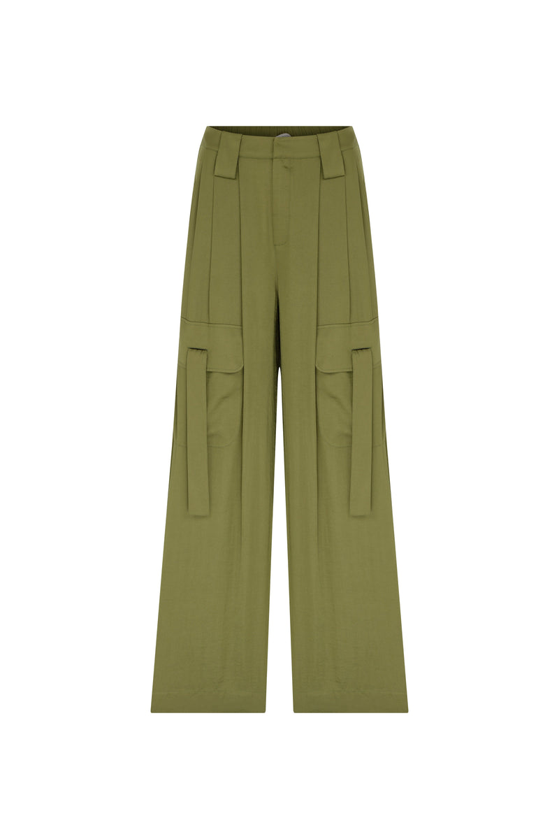 Roman Solid Cargo Pocket Trousers Green