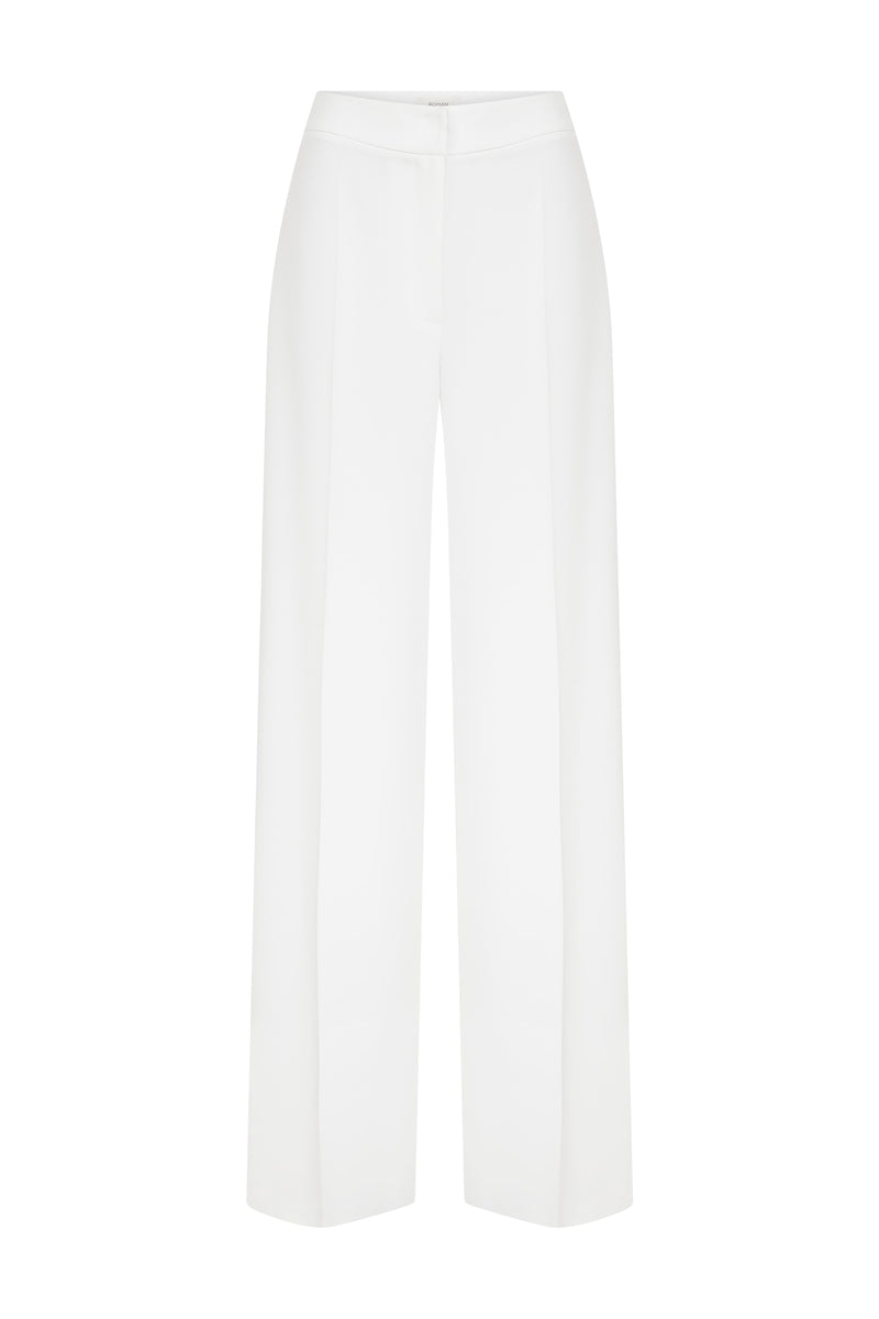 Roman Solid Palazzo Trousers White