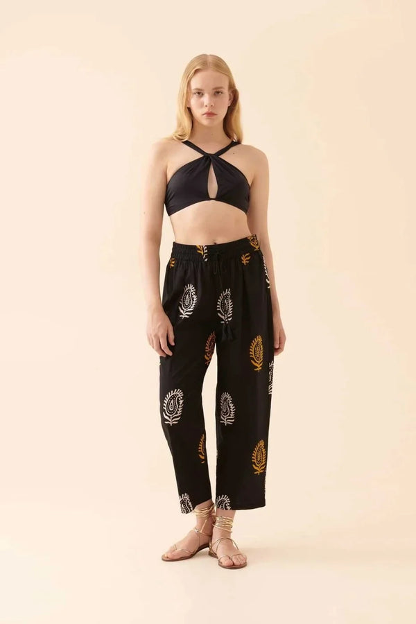 Roman Printed Drawstring Detail Trousers Multi Color