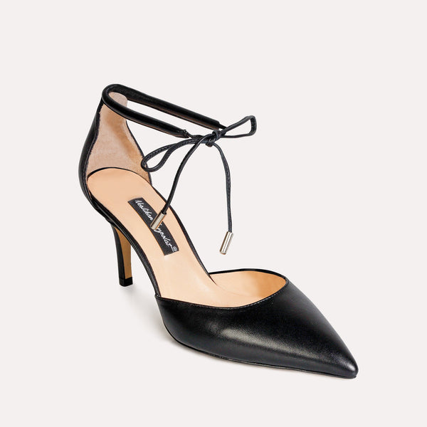 Neslihan Canpolat Leather Lace Up Stiletto Black