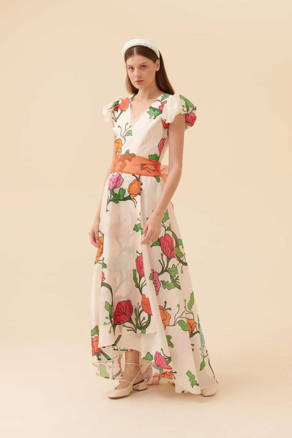 Roman Flower Print Maxi Dress Multi Color