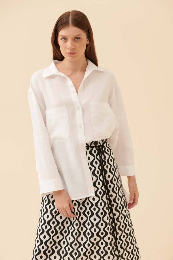 Roman Solid High Low Shirt White