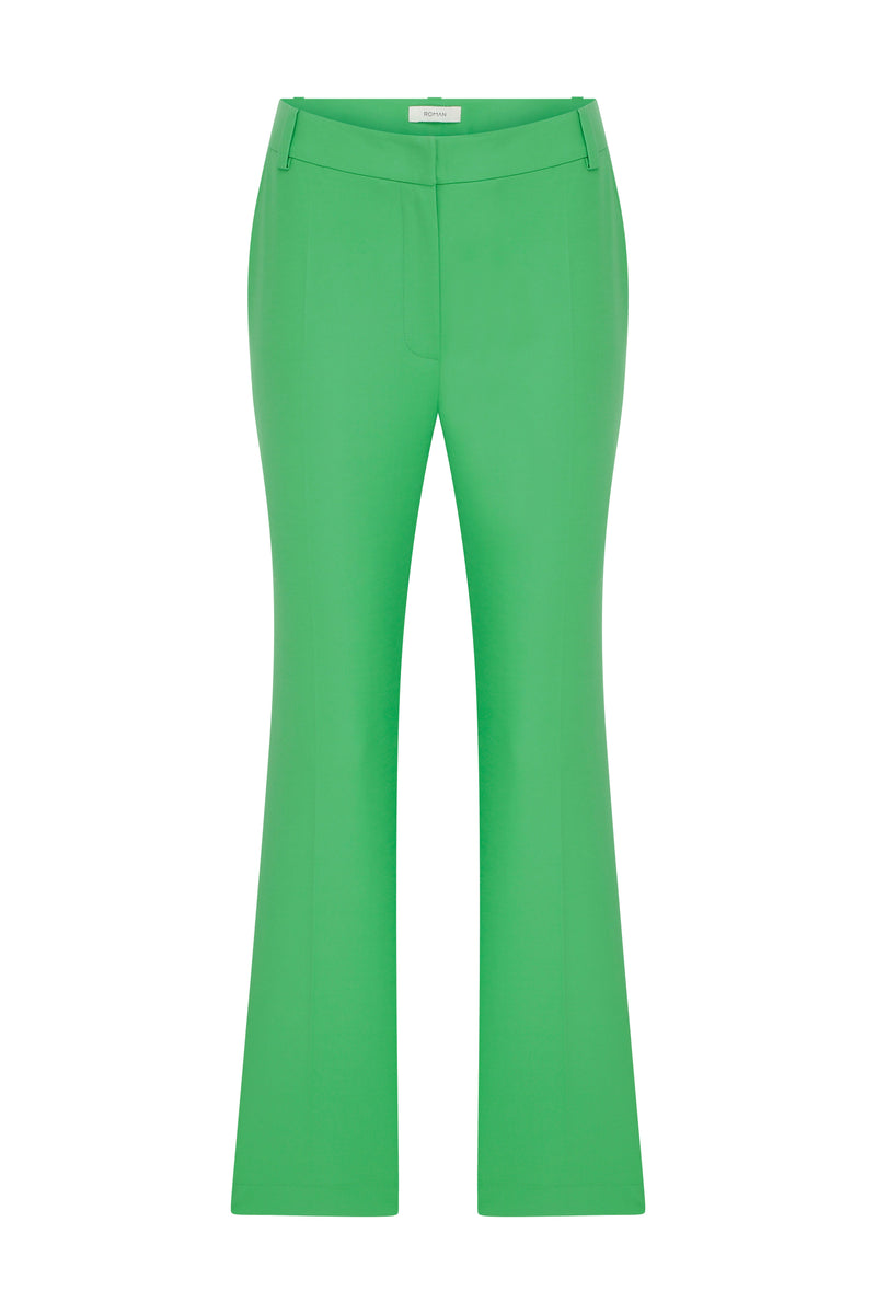 Roman Solid Straight Cut Trousers Green